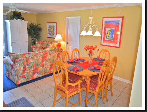 dining table and living room view
